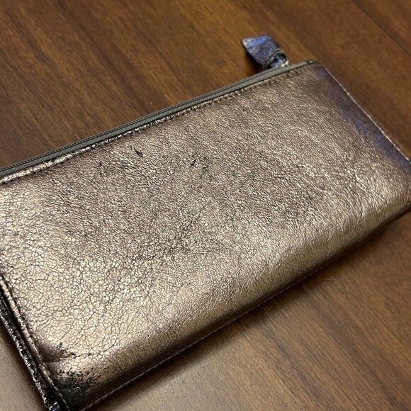 Coach Metallic Pewter Leather Wallet Silver - Picture 7 of 16